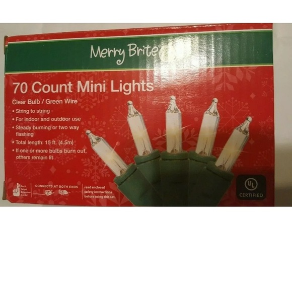 Lot of 4 Christmas Holiday 70ct Mini String Lights Clear White Merry Brite Set - Picture 2 of 7
